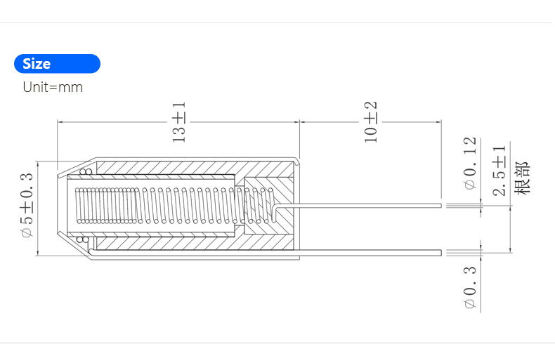 弹簧震动开关 SW-18015D 规格尺寸图