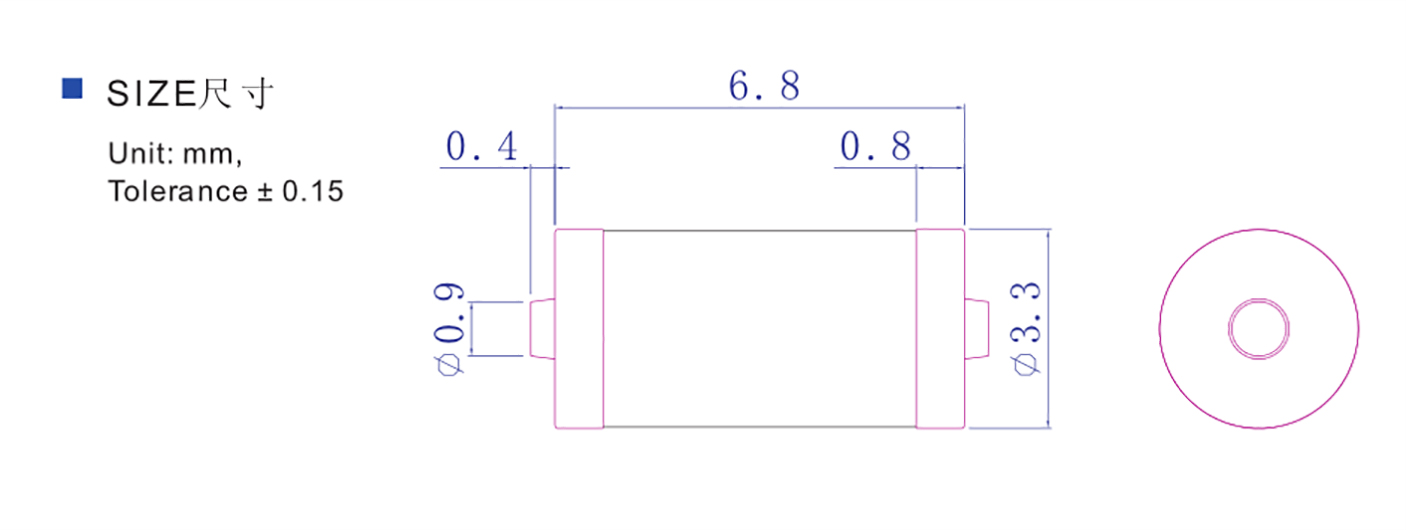 贴片震动传感元件 BL-3368 规格尺寸图